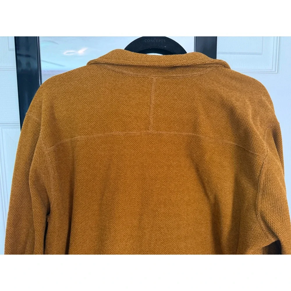 The North Face Mens Quarter Zip Fleece Pullover Mustard Yellow Textured Large